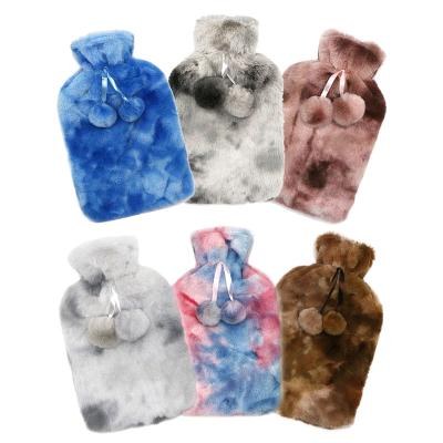 China Hot New Design Luxury Rubber Hot Water Bottle Storage With Faux Rabbit Fur Cover for sale