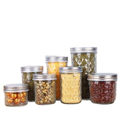 China Nothing 100ml 200ml 250ml 300ml 350ml 500ml 650ml round pattern glass jar, rice storage jar for sale