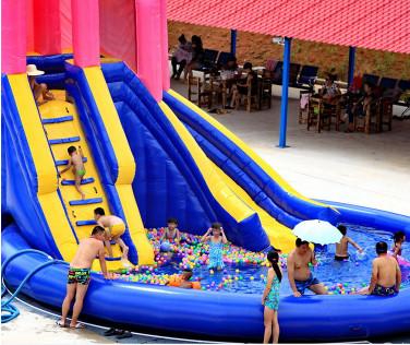 China Large children's water inflatable slide wave ball pool mobile water park inflatable pool slide customization.water slide for sale