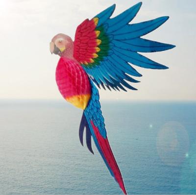 China Home Furnishings Party Decoration Large Animal Simulation Paper Carving Bird Parrot Honeycomb Paper Crafts for sale