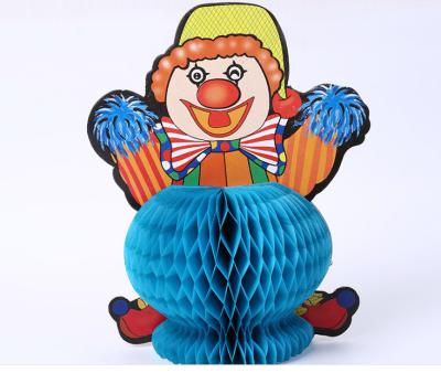 China Supermarket home stereo paper sculpture, creative color handmade paper honeycomb, clown pattern origami, customizable for sale