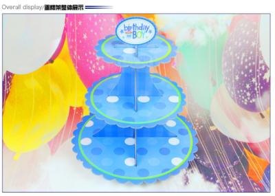 China Party Children's Birthday Decoration Paper Blue Petal Folding Cake Stand Three-layer Paper Crafts Factory Wholesale for sale