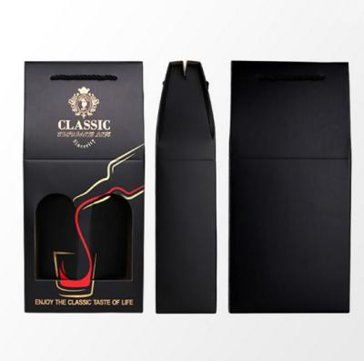 China Double Pack Wine Box High-end Creative Hand Gift Wine Box Corrugated Wine Cart Custom for sale