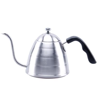 China Hot Stocked 900ml Stainless Steel Bakelite Spill Over Kettle Silver Coffee Kettle With Thermometer for sale