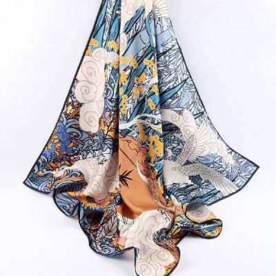 China Wholesale Custom Pure Silk Scarves Square Size Low MOQ Soft Silk Feeling Ladies Digital Printed Scarf Customization Large for sale