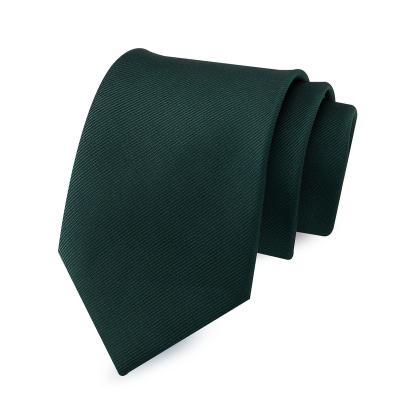 China 100% cheap school tie polyester mens silk jacquard woven regular necktie 8cm solid color 8cm prices navy twill fashion green silver neck wear for sale