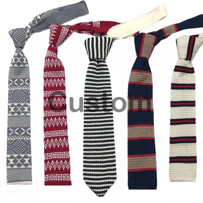 China wholesale 100% polyester factory price school uniform tie solid color knitted skinny neck tie pattern thin polyester knitting ties for sale