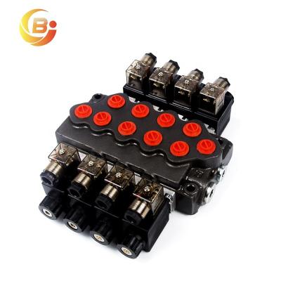 China Tractors Loaders Tanks Junbao High Working Pressure SD5 Walvoil Electric 4 Levers Solenoid Hydraulic Control Valve for sale