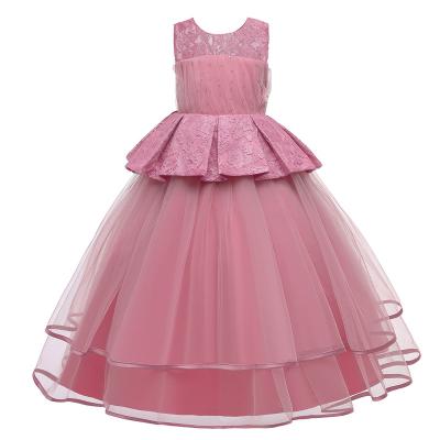 China latest new design Anti-wrinkle kids little long fancy lace kids clothes flower party princess smocked wear girls dresses 2-10 years old for sale