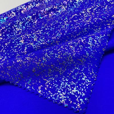 China Sustainable Hologram Foil Mist Way Stretch Knit Rib For Swimwear for sale