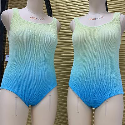 China Good Featured Breathable Hot Selling Yellow And Blue Gradient Cotton Seersucker Ply Swimwear (One Size Fits All) for sale