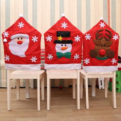 China Simple Unique Design Christmas Chair Cover Case Santa Snowman Party Seat Chair Cover for sale