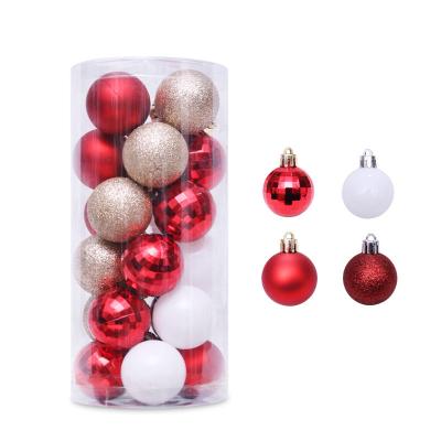 China Wholesale Cheap Christmas Tree 4cm Holiday Party Event Ornament Decoration Plastic Red Christmas Ornaments Bulk Xmas Ball for sale