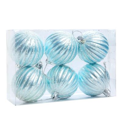 China 6 Pcs Glitter Christmas Ball Tree Indoor Decoration Christmas Ball Ornaments Hanging Gold 6cm Red Box for sale