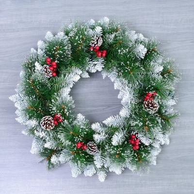 China 2021 Christmas Garland Hanging Indoor Festival Garland Christmas Decoration Artificial Pine Cone Snow New Arrival Christmas Wreath for sale