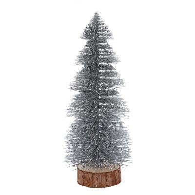 China Small Home Artificial Christmas Tree Decoration Pine Needle Snow Tower Shape Small Table Mini Desktop Christmas Tree Artificial Silver 20cm 25cm 30cm for sale