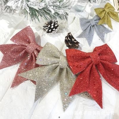 China Christmas Decoration Indoor Christmas Tree Ornaments Christmas Wreaths Bow Garland Decorations Glitter Christmas Bow Knot for sale