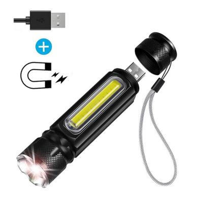 China De Mini Pocket Led Torch Multi-Function Small XML T6 USB MINI Rechargeable Magnetic Telescopic Focusing Emergency COB Flashlight for sale