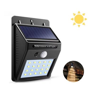 China Solar Powered Garden Lights 20 LED Outdoor Waterproof Motion Sensor Wall Lamp Landscape Street Light Solar Deck for sale