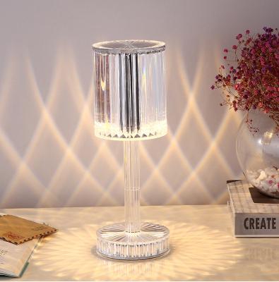 China Hot Sale Modern Led Crystal Table Lamp Linear Cordless 3 Colors Luxury Living Room Decorative Desk Lamps for sale