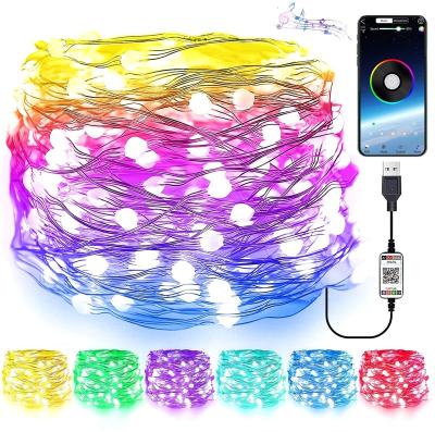 China Christmas Indoor Lamp 10m SMD Copper Wire Tree Decoration App Waterproof and Outdoor Remote Control Copper Wire Fairy LED String Lights Wholesale for sale