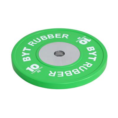 China BYT Universal Gym Logo Competition Custom Weightlifting Barbell Rubber Bumper Plates for sale