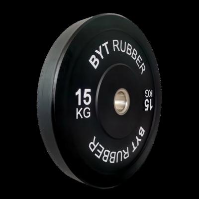 China BYT 20kg Universal Black Powerlifting Weight Pounds Barbell Gym Weightlifting Rubber Bumper Plates for sale