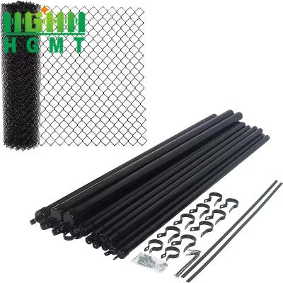 China 8 Ft Tall 50x50 Black Vinyl Color Coated Galvanized Privacy Chain Link Fence System 2.5mm for sale