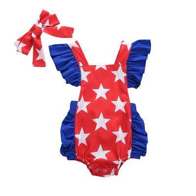 China Wholesale children's clothing sleeveless summer lovely newborn baby toddlers red and blue star overalls European and American style for sale