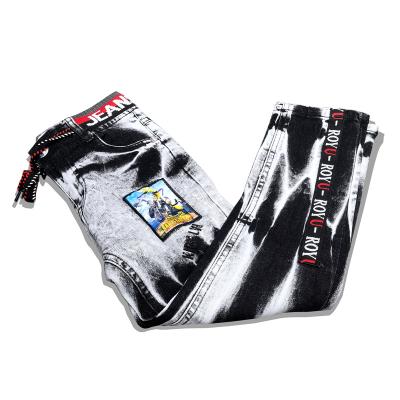 China full face Anti-wrinkle boy S printed narrow goods boy jeans pants fashion polyester casual kids thread belt black jeans ribbon jeans for sale