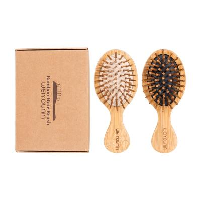 China Small Natural Professional Custom Mini Organic Hair Baby Kids Massage Function Round Pocket Bamboo/Wooden Play Brush for sale