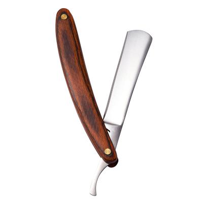 China Single Blade Hot Selling Custom Barber Supplies Wooden Handle Folding Razor for sale