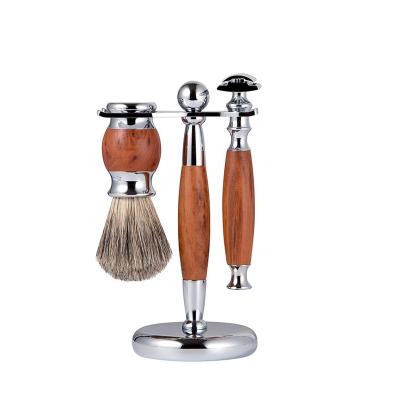 China OEM Luxury Hot Sale 3-in-1 Razor Set With Wet Shaving Brush And Holder for sale