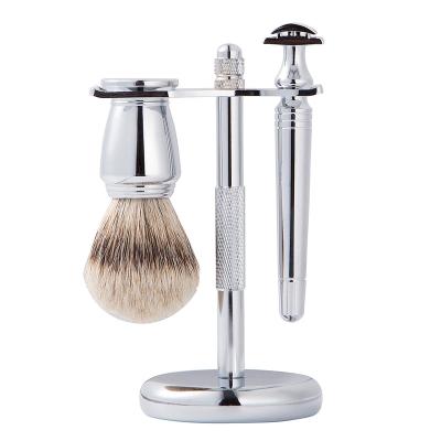 China New Single Blade OEM Men Beard Grooming Razor Shaving Set Shaving Brush Kit for sale