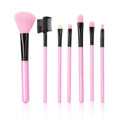 China Angular Blush Free Sample Mini Travel Vegan 7pcs Soft Colorful Black Purple Pink Makeup Brush Set With Bag for sale