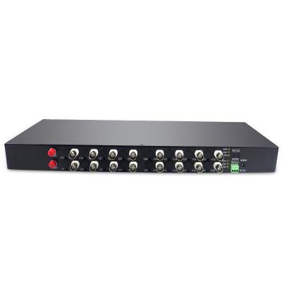 China CCTV System 1080P HD Video AHD CVI TVI Fiber Optic Converter, 16-CH Dual Video Fiber Optic Transmitter Single Mode 10KM for sale