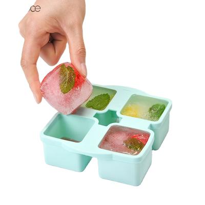 China Viable Ice Silicone Ice Cube Trays 4 Cavlty Ice Maker Set Hot Sale Block for sale