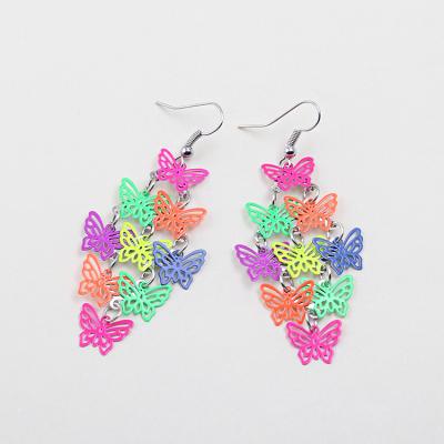 China FASHIONABLE Wholesale Woman Metal Earrings Lady Jewelry Accessories Girls Butterfly Earrings Light Circles Dangle Earrings for sale