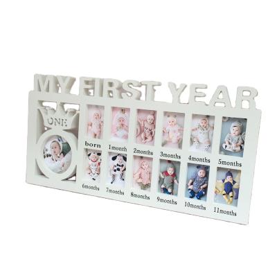 China New Plastic Baby 12 Months Growth Record Picture Frame Plastic Material Frame PP Combination for sale