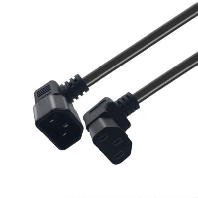 China Right Angle Home Appliance AC Power Cable Reel IEC320 C13 Male To C14 Female Connector Plug Extension Cord for sale