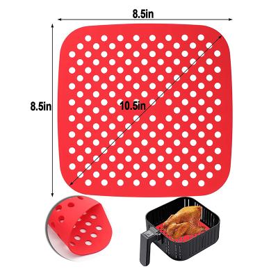 China Viable Premium Perforated Silicone Air Fryer Mat Liners 8.5 Inch Square Non Stick Steamer Liner Pad for sale