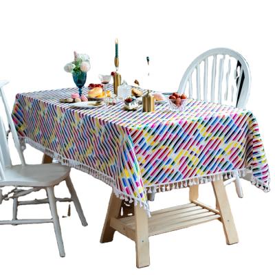 China Home Accessories Decoration Polyester Printing Table Cover Feature Christmas Dustproof Square Tablecloth for sale