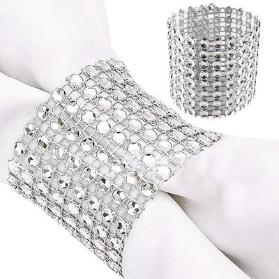 China Wholesale Viable Rhinestone Napkin Rings Crystal Silver Napkin Rings For Wedding Party for sale