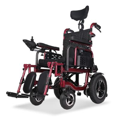 China Steel Box Lying Down Steel Economical Folding Electric Wheelchair For Handicapped for sale