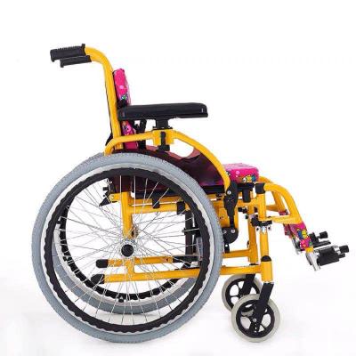 China Manual aluminum alloy tube light and beautiful portable aluminum alloy pediatric wheelchair for sale