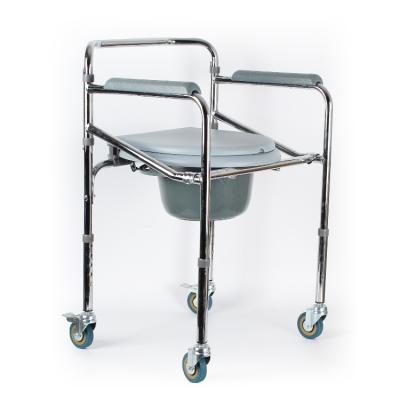 China With Movable Toilet Pulley Chrome Plated Steel Height Adjustable Commode Chair for sale