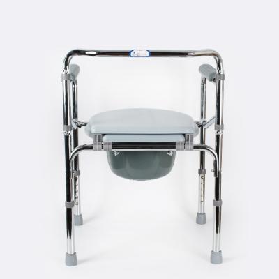 China With New Design Toilet Height Adjustable Folding Wheel Commode Folding Transfer Chair for sale