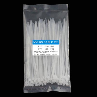 China Used for bundling 3x150 mm cable size nylon self-locking plastic cable tie for wire management for sale