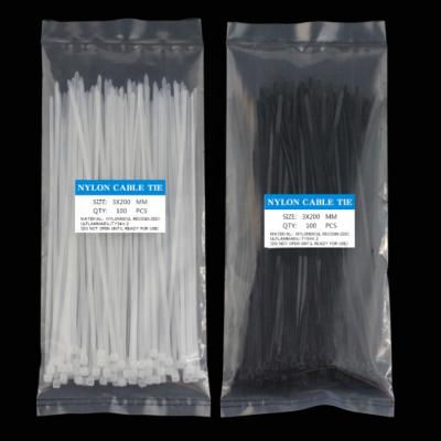 China Used Cable Length 3.6x250 Mm Bundle To UV Black Nylon Self Locking Plastic Zip Tie For Wire Management And Fixed for sale