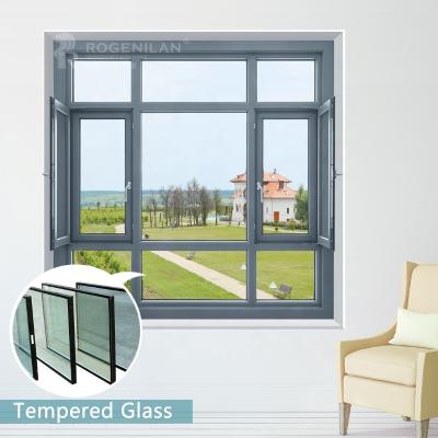 China Swing Customized Modern Aluminum Frame Casement Tempered Glass Windows Prices for sale